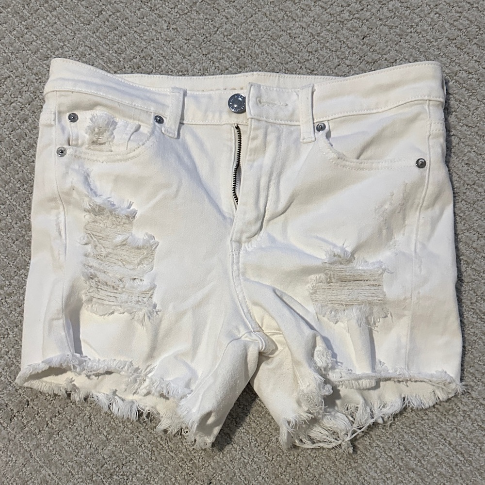 American Eagle Outfitters White Frayed Denim Shorts